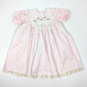 Vintage Jinelle Dress Girls Size 6 Pink Party Lace Fancy